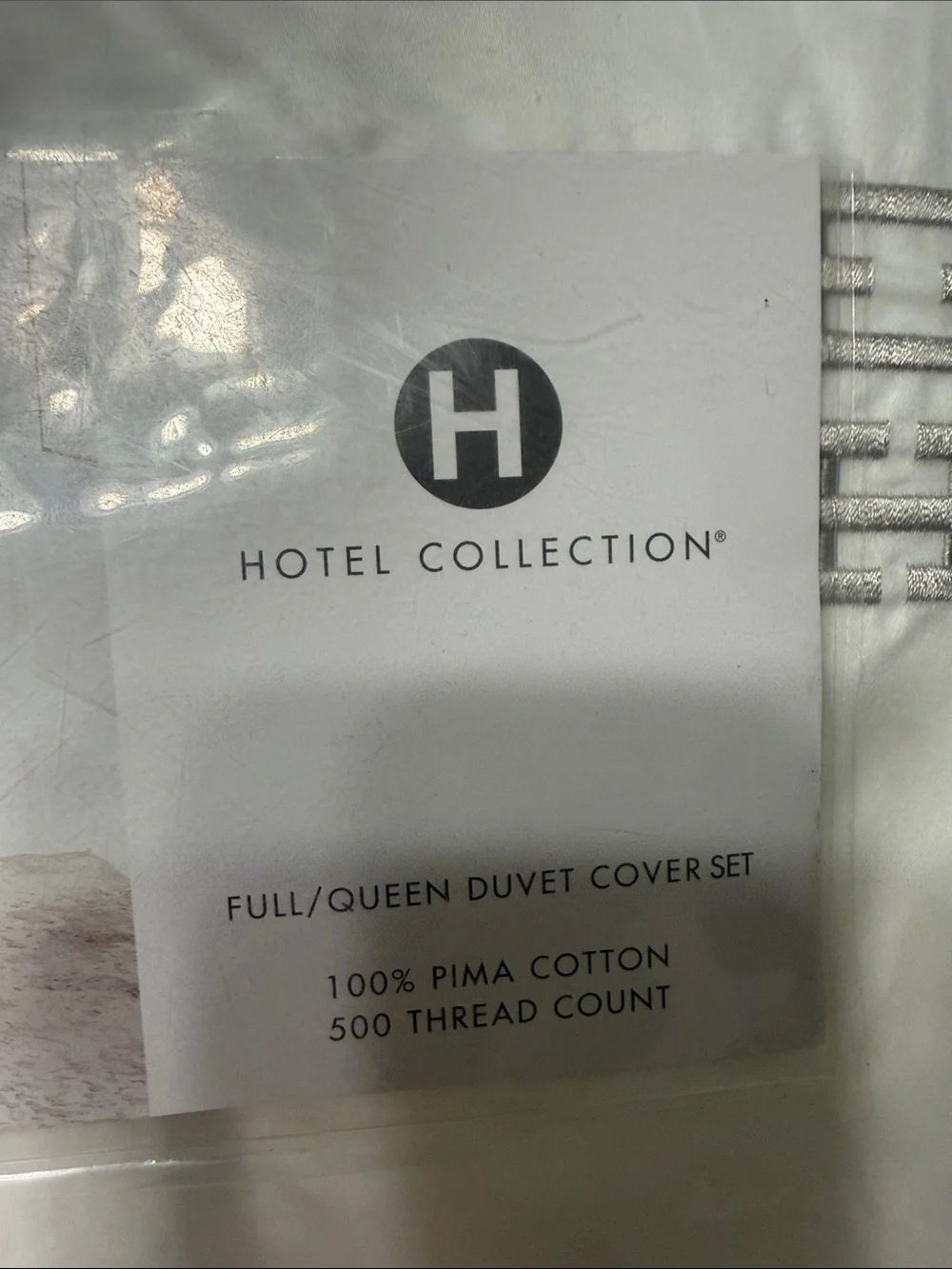 Hotel Collection Luxury White Duvet Cover Gray Geometric Embroidery Pima Cotton